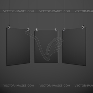 Vertical suspended poster set mockup - vector image