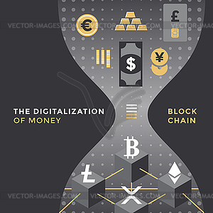 Cryptocurrency blockchain technology concept - vector clipart