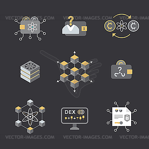 Cryptocurrency blockchain technology concept - vector clipart