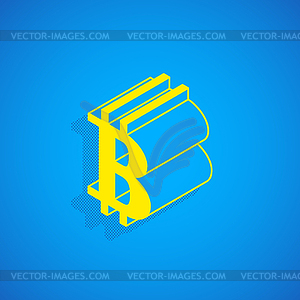 Isometric cryptocurrency bitcoin sign - color vector clipart