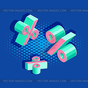 Isometric advertising promotion banner template - vector clip art