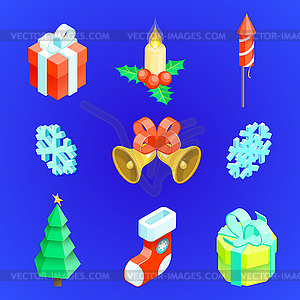 Christmas new year icons set - vector clip art