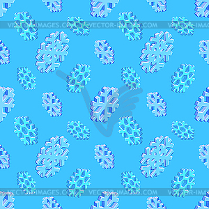 Isometric snowflake seamless pattern - vector image