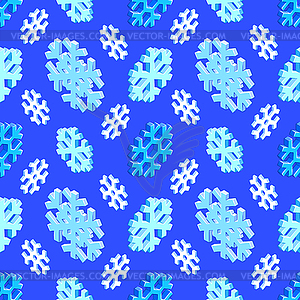 Isometric snowflake seamless pattern - vector clipart