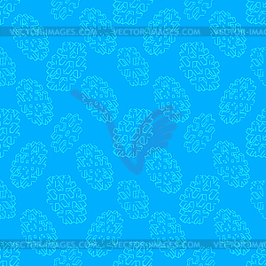 Isometric snowflake seamless pattern - vector clip art