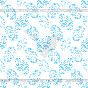 Isometric snowflake seamless pattern - royalty-free vector clipart