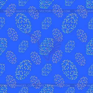 Isometric snowflake seamless pattern - vector image