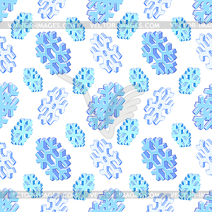 Isometric snowflake seamless pattern - vector clipart