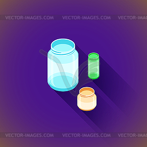 Набор изометрических стеклянных банок - клипарт в векторном формате