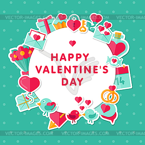 Valentine background with flat elements - color vector clipart