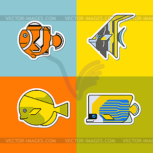 Set of stylized fish - vector clip art