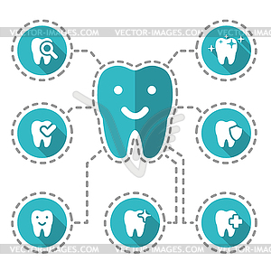 Dental icons set - color vector clipart