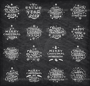 Christmas and New Year badges - vector clip art