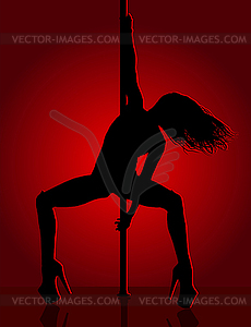 Dancer in red light - vector clipart