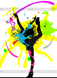 Dancing girl in abstract splashes - vector clip art