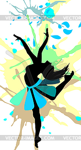 Dancing girl in abstract splashes - vector image