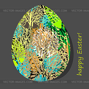 Easter egg with natural pattern - vector image