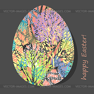 Пасхальное яйцо с натуральным рисунком - векторный графический клипарт