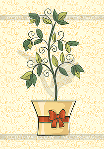 Flower gift in pot - vector clipart