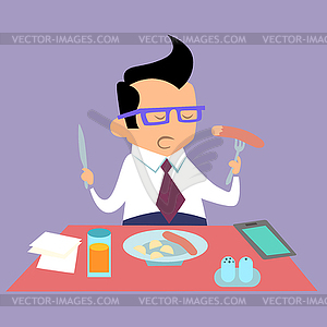 Business lunch office worker - color vector clipart