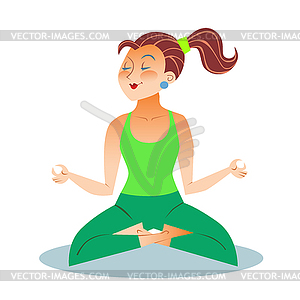 Yoga adult woman meditating - vector clip art