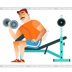 Man fitness muscle workout dumbbells - vector clip art