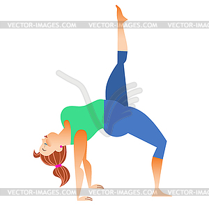 Normal little fat woman doing yoga - stock vector clipart