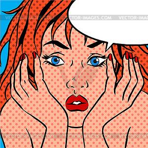 Girl shocked Pop art vintage comic - vector clip art