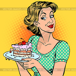 Woman dessert cake - vector clipart