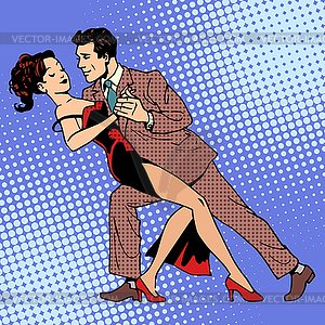 Man and woman dancing waltz or tango - vector clip art
