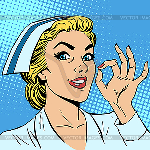 Медсестра в порядке жеста - векторный рисунок