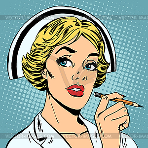 Nurse writes diagnosis - royalty-free vector clipart