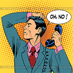 Depressed man talking phone communication - vector clip art
