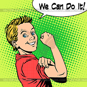 Boy power confidence we can do it - vector clipart