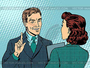 Business meeting between boss and subordinate - vector clipart / vector image