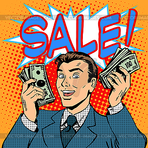 Продажа Объявление концепция бизнеса предприниматель - векторное изображение клипарта