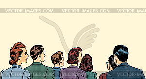 Crowd spectators stand back - vector image