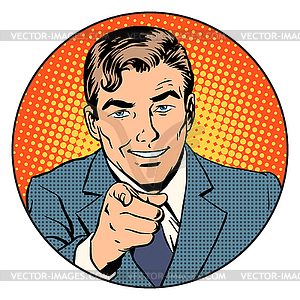 Man pointing finger in circle - vector EPS clipart