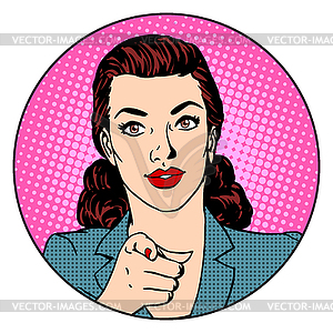 Businesswoman wants in circle business concept - vector clip art