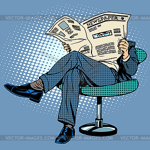 Newspaper reading man - vector image