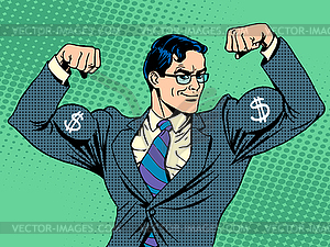 Businessman with muscles currency dollar - vector clip art