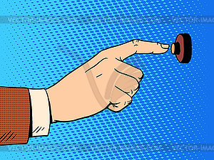 Hand presses call button view profile - vector clipart