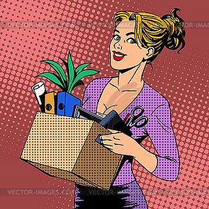 New job business lady comes to office - stock vector clipart