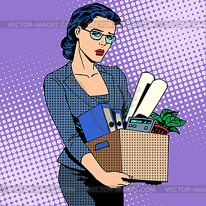 Business woman fired of work sad - vector clip art