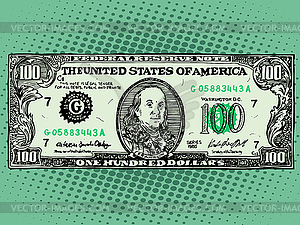 Banknote hundred dollars Benjamin Franklin - vector image