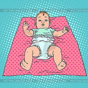 Surprised baby in diaper - vector clipart