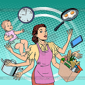 Housewife work time family success woman - vector clipart