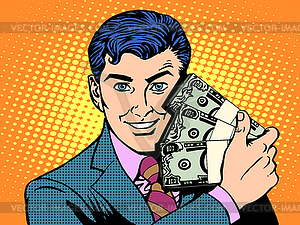 Rich with wads of dollars. business concept - vector clip art