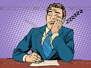 Boring report. man fell asleep on lectures - vector clipart / vector image