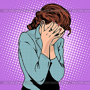 Плачущая женщина эмоции горя - клипарт в векторе / векторное изображение